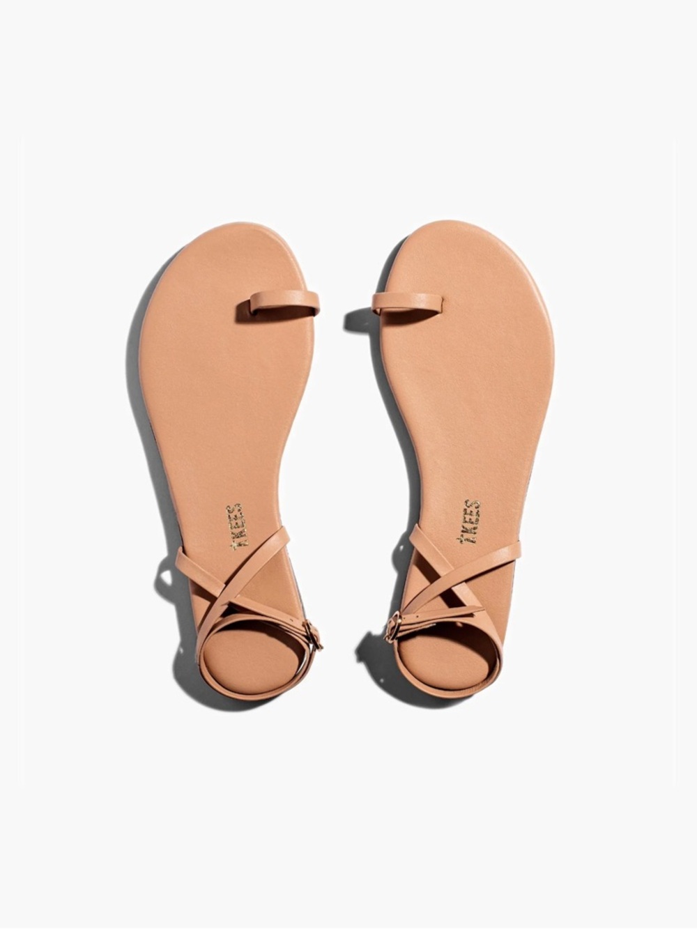 TKEES Phoebe Women's Nude Tan Leather Toe-Ring Sandals